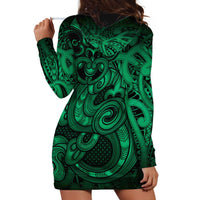 Aotearoa Maori Hei Tiki Hoodie Dress Kakariki Kowhaiwhai Puhoro Motif LT9 - Polynesian Pride