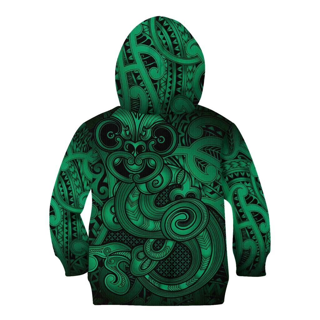 Aotearoa Maori Hei Tiki Kid Hoodie Kakariki Kowhaiwhai Puhoro Motif LT9 - Polynesian Pride