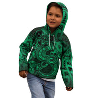 Aotearoa Maori Hei Tiki Kid Hoodie Kakariki Kowhaiwhai Puhoro Motif LT9 - Polynesian Pride