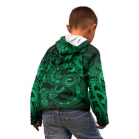 Aotearoa Maori Hei Tiki Kid Hoodie Kakariki Kowhaiwhai Puhoro Motif LT9 - Polynesian Pride