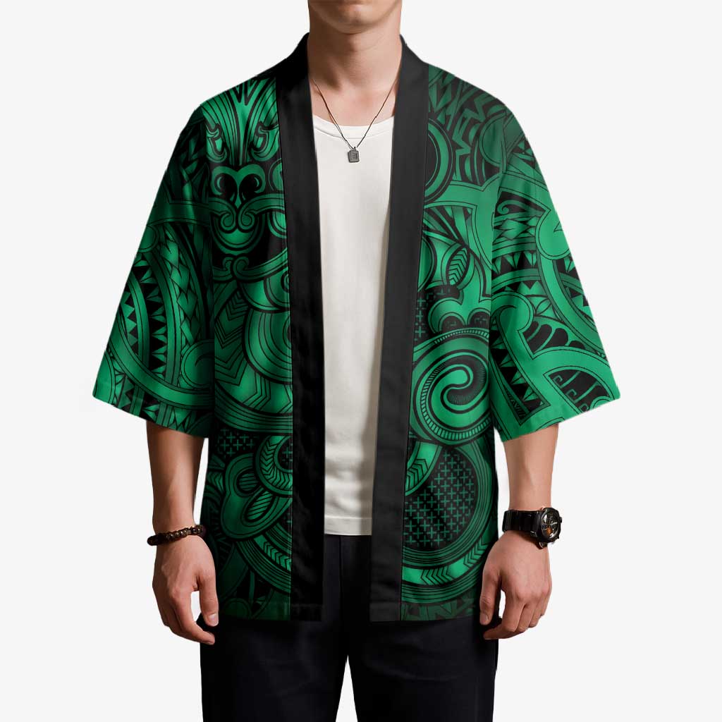 Aotearoa Maori Hei Tiki Kimono Kakariki Kowhaiwhai Puhoro Motif