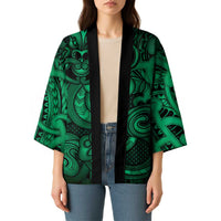 Aotearoa Maori Hei Tiki Kimono Kakariki Kowhaiwhai Puhoro Motif