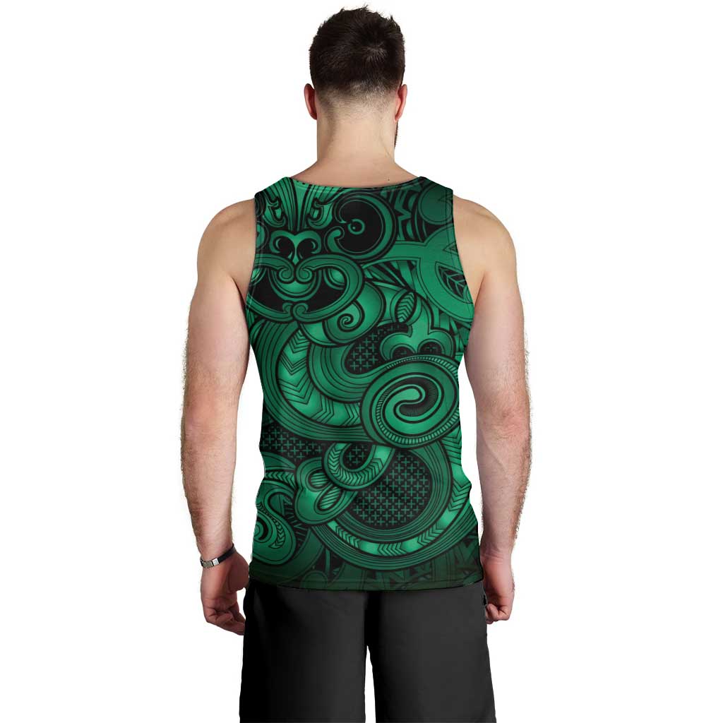 Aotearoa Maori Hei Tiki Men Tank Top Kakariki Kowhaiwhai Puhoro Motif LT9 - Polynesian Pride