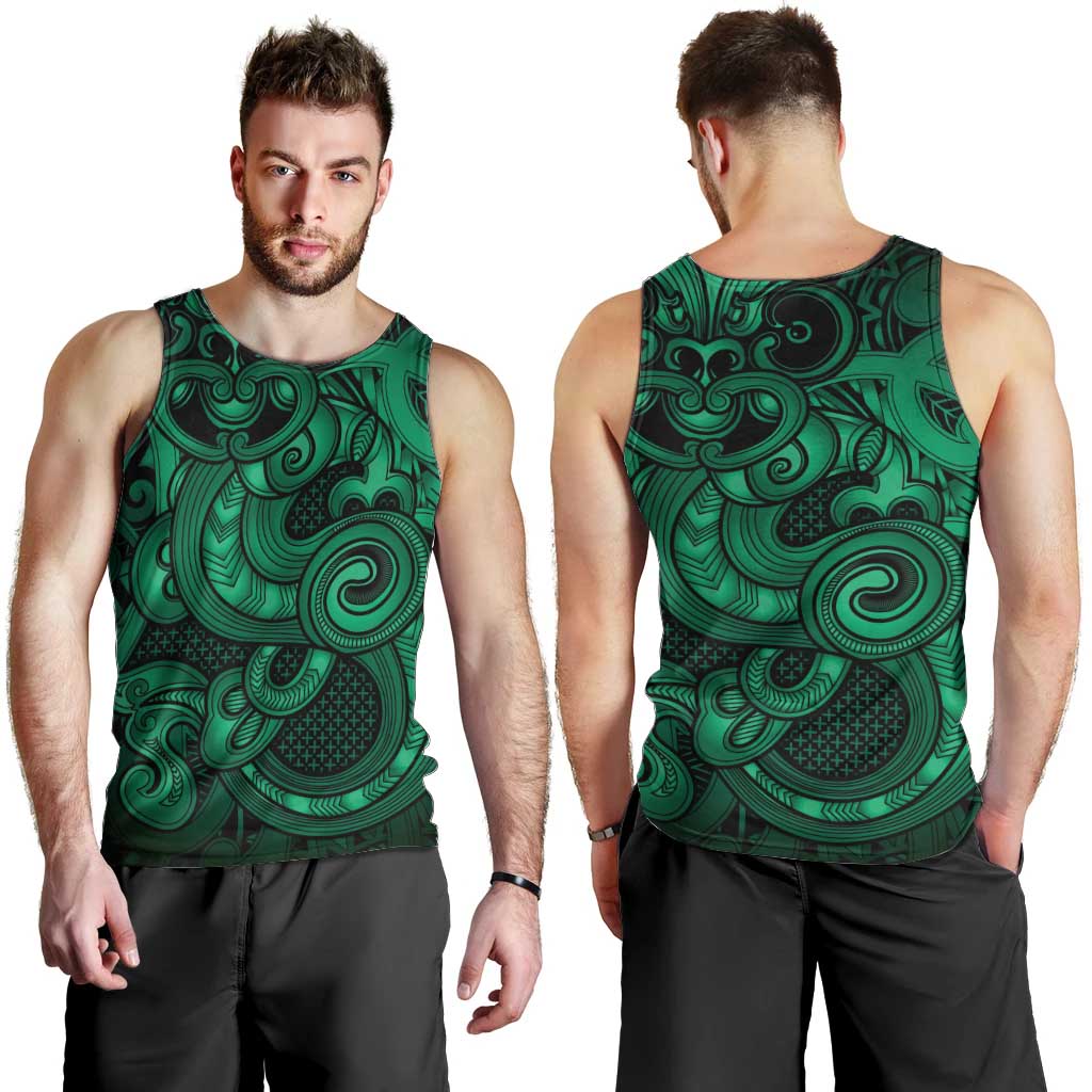 Aotearoa Maori Hei Tiki Men Tank Top Kakariki Kowhaiwhai Puhoro Motif LT9 - Polynesian Pride