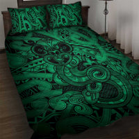 Aotearoa Maori Hei Tiki Quilt Bed Set Kakariki Kowhaiwhai Puhoro Motif LT9 Green - Polynesian Pride
