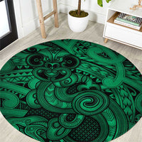 Aotearoa Maori Hei Tiki Round Carpet Kakariki Kowhaiwhai Puhoro Motif