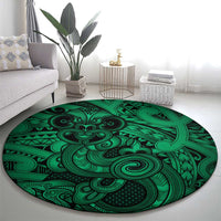Aotearoa Maori Hei Tiki Round Carpet Kakariki Kowhaiwhai Puhoro Motif