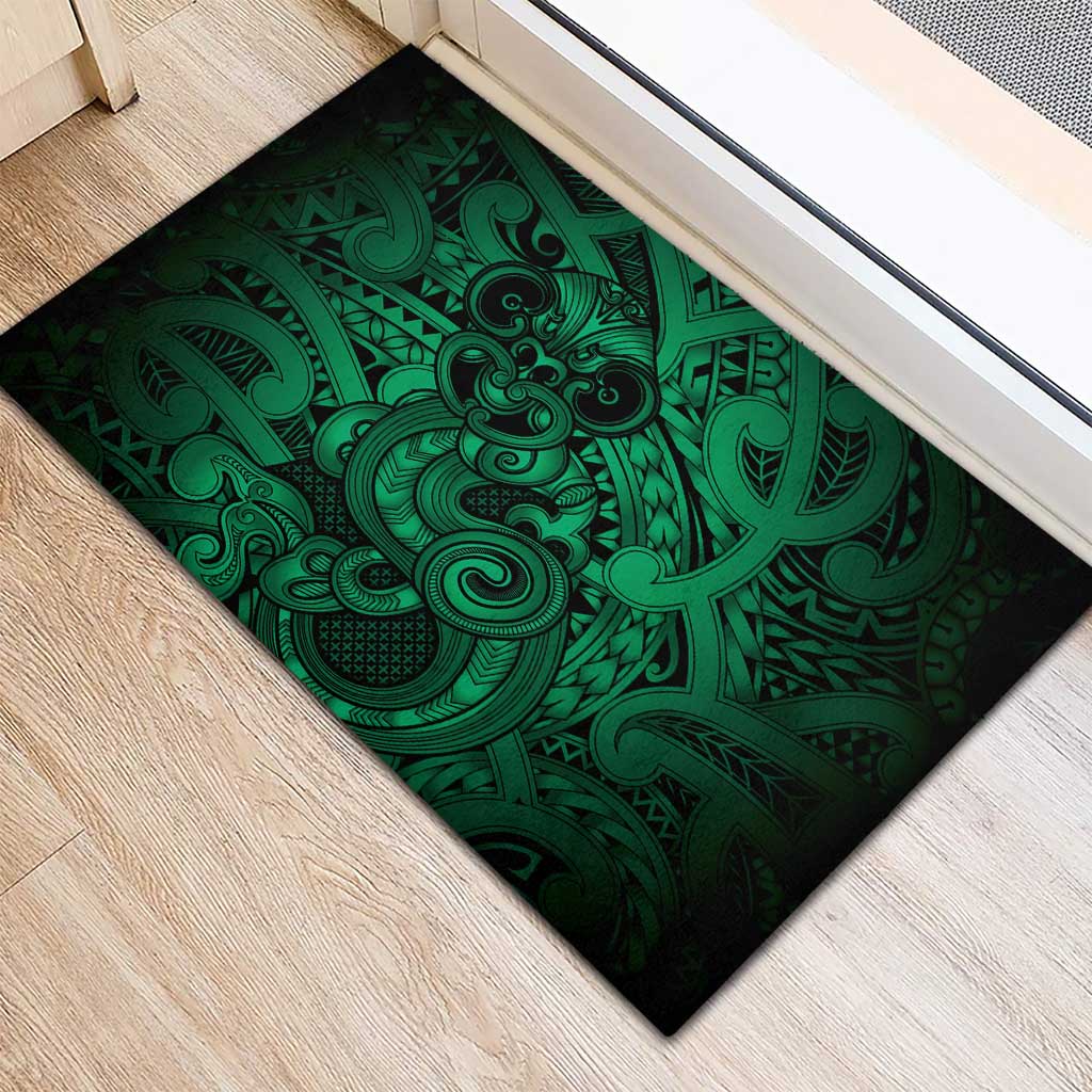 Aotearoa Maori Hei Tiki Rubber Doormat Kakariki Kowhaiwhai Puhoro Motif LT9 - Polynesian Pride