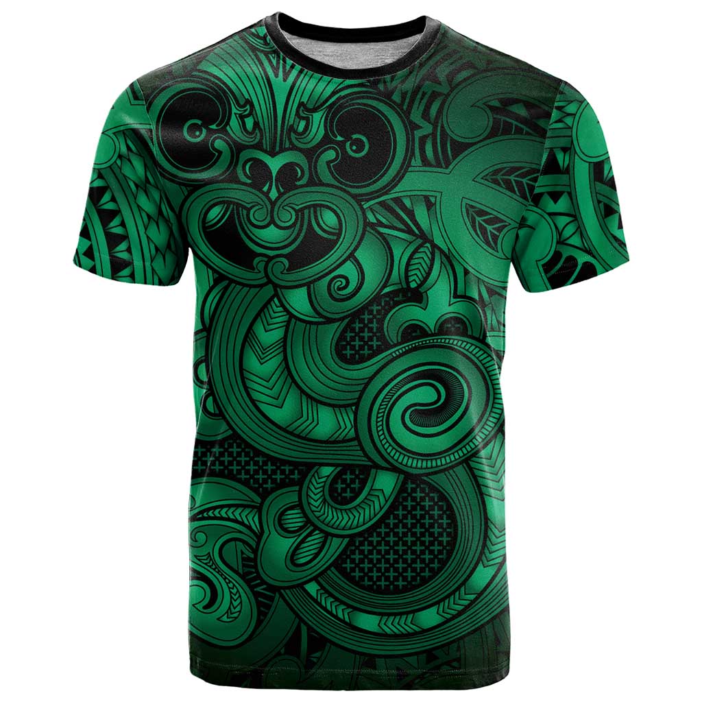 Aotearoa Maori Hei Tiki T Shirt Kakariki Kowhaiwhai Puhoro Motif LT9 Green - Polynesian Pride