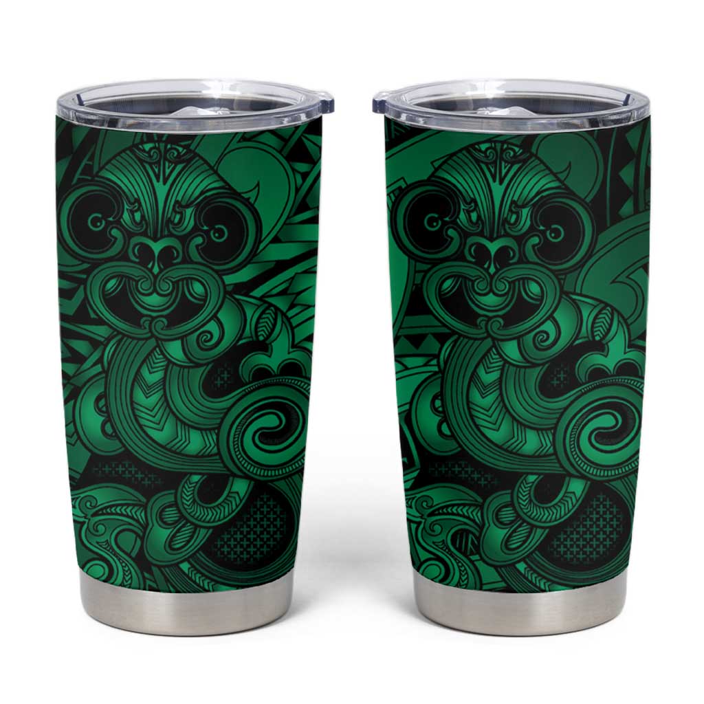 Aotearoa Maori Hei Tiki Tumbler Cup Kakariki Kowhaiwhai Puhoro Motif