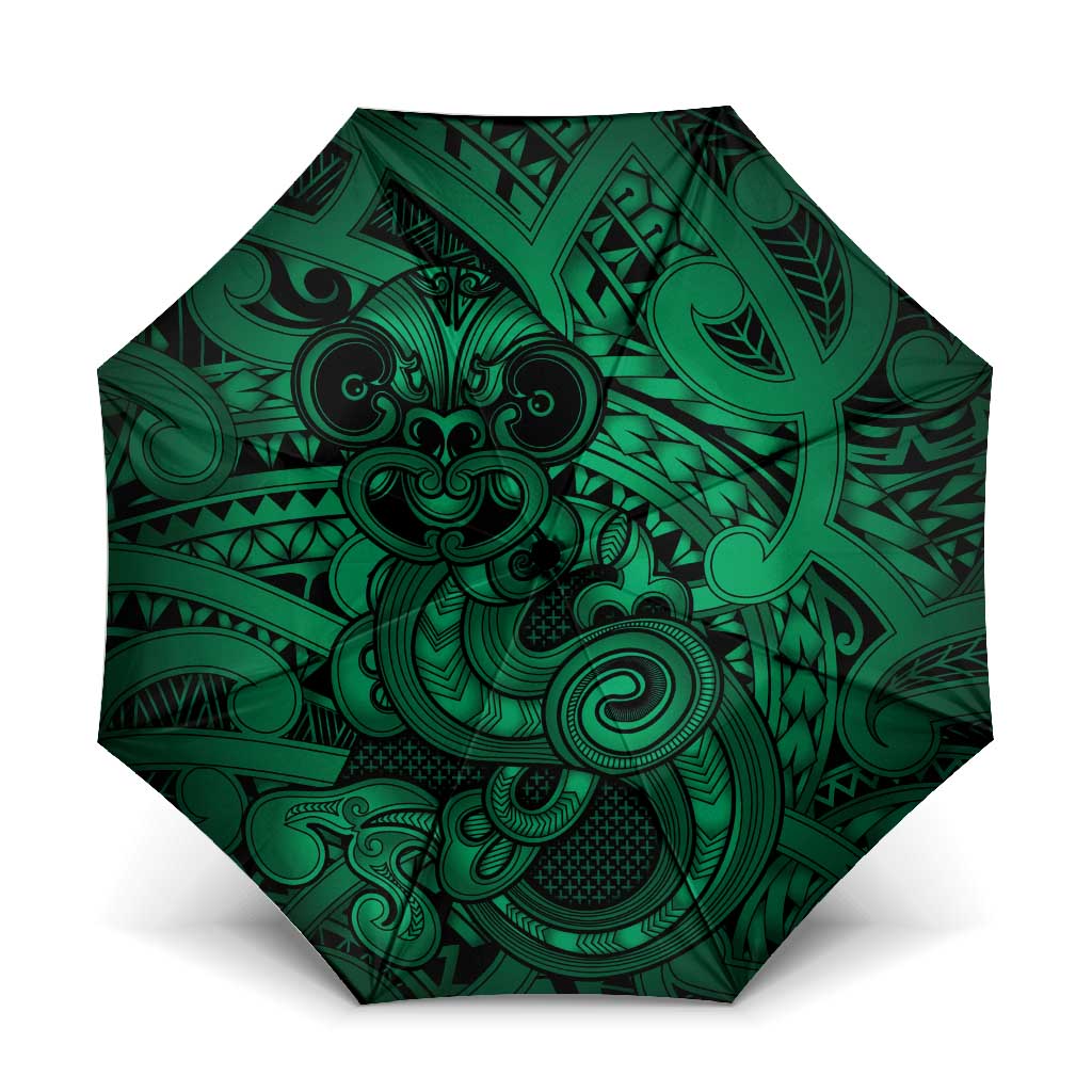 Aotearoa Maori Hei Tiki Umbrella Kakariki Kowhaiwhai Puhoro Motif