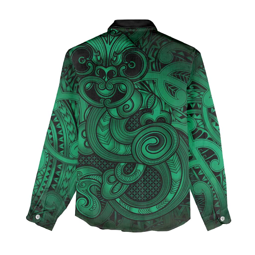 Aotearoa Maori Hei Tiki Women Casual Shirt Kakariki Kowhaiwhai Puhoro Motif LT9 - Polynesian Pride