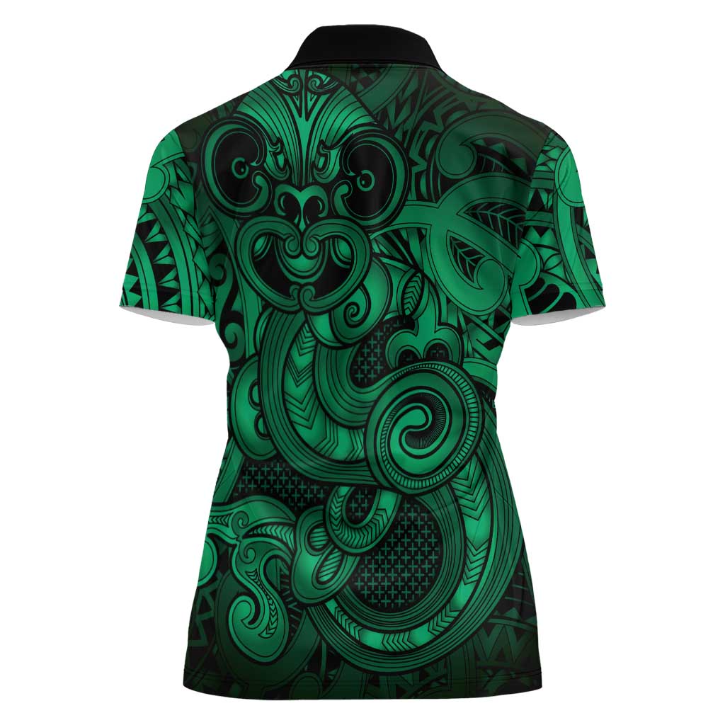Aotearoa Maori Hei Tiki Women Polo Shirt Kakariki Kowhaiwhai Puhoro Motif LT9 - Polynesian Pride