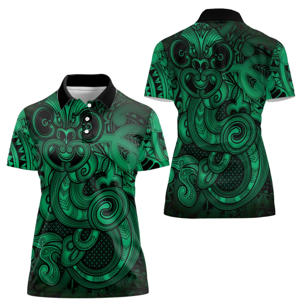 Aotearoa Maori Hei Tiki Women Polo Shirt Kakariki Kowhaiwhai Puhoro Motif LT9 - Polynesian Pride