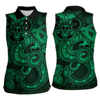 Aotearoa Maori Hei Tiki Women Sleeveless Polo Shirt Kakariki Kowhaiwhai Puhoro Motif LT9 - Polynesian Pride