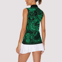 Aotearoa Maori Hei Tiki Women Sleeveless Polo Shirt Kakariki Kowhaiwhai Puhoro Motif LT9 - Polynesian Pride