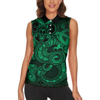 Aotearoa Maori Hei Tiki Women Sleeveless Polo Shirt Kakariki Kowhaiwhai Puhoro Motif LT9 - Polynesian Pride