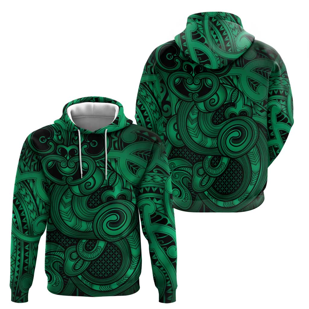 Aotearoa Maori Hei Tiki Zip Hoodie Kakariki Kowhaiwhai Puhoro Motif LT9 - Polynesian Pride