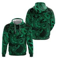 Aotearoa Maori Hei Tiki Zip Hoodie Kakariki Kowhaiwhai Puhoro Motif LT9 - Polynesian Pride