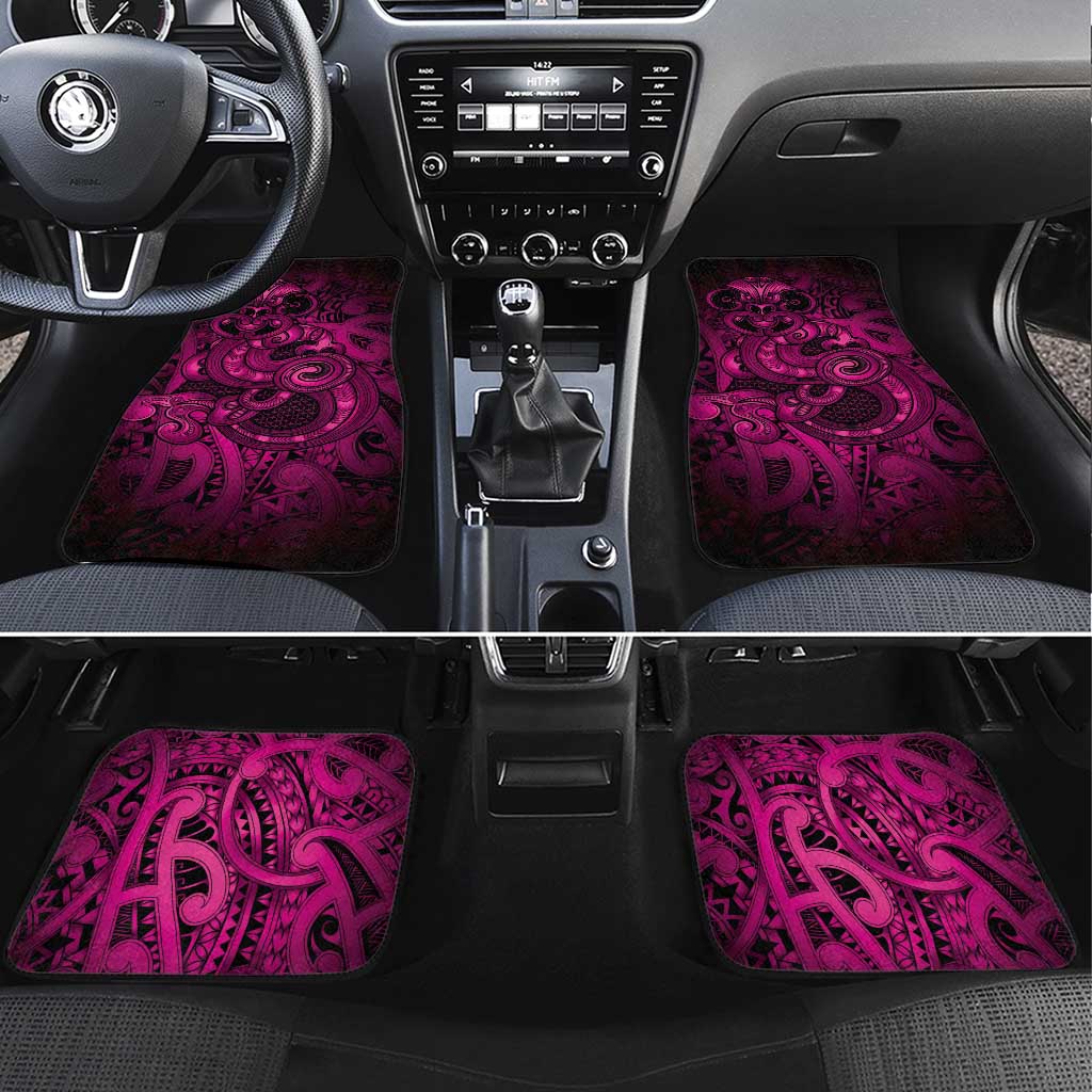 Aotearoa Maori Hei Tiki Car Mats Mawhero Kowhaiwhai Puhoro Motif LT9 Set 4pcs Pink - Polynesian Pride