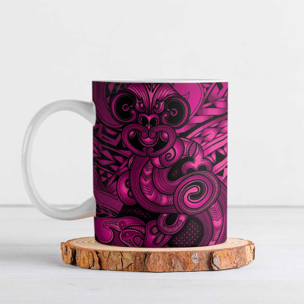 Aotearoa Maori Hei Tiki Ceramic Mug Mawhero Kowhaiwhai Puhoro Motif
