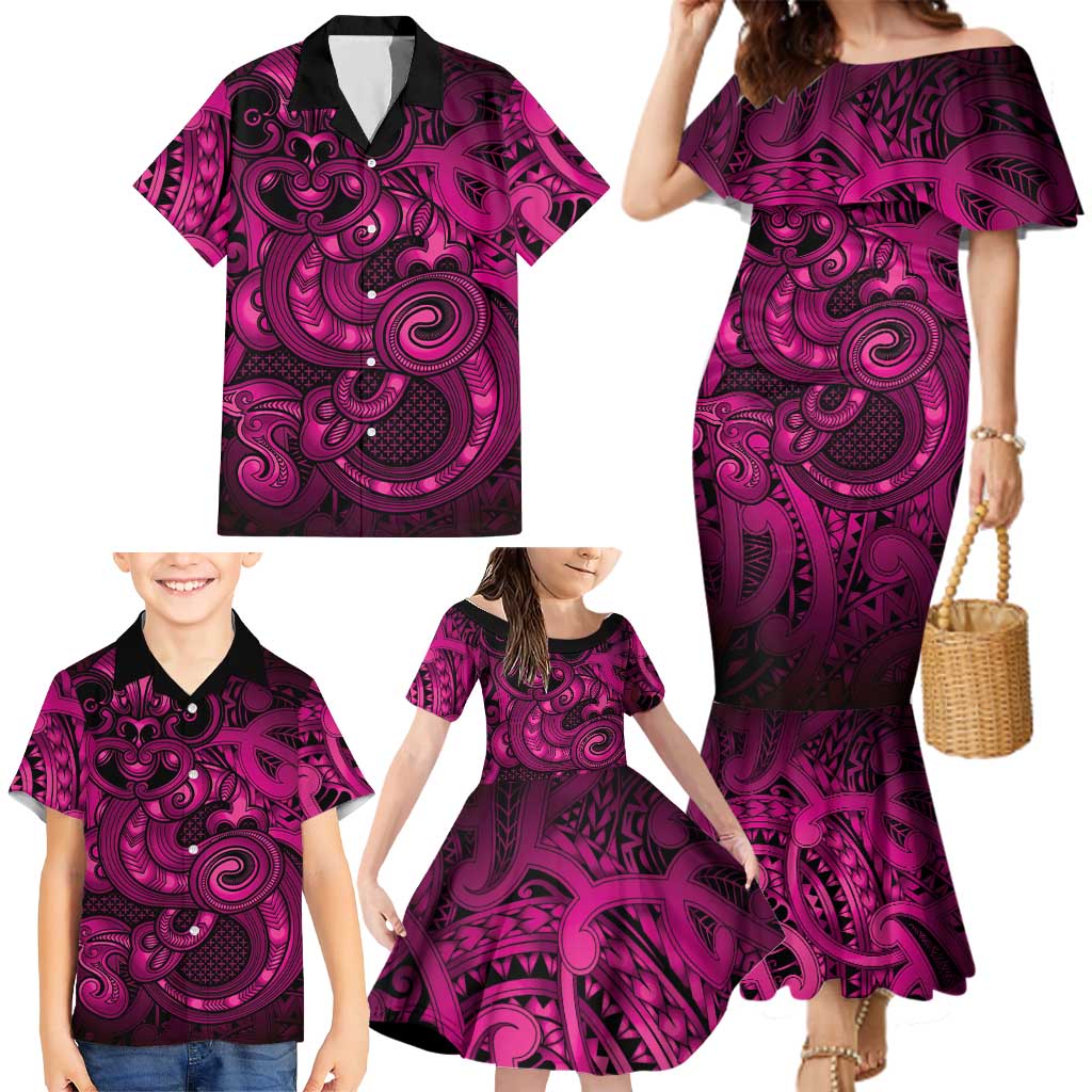 Aotearoa Maori Hei Tiki Family Matching Mermaid Dress and Hawaiian Shirt Mawhero Kowhaiwhai Puhoro Motif LT9 - Polynesian Pride