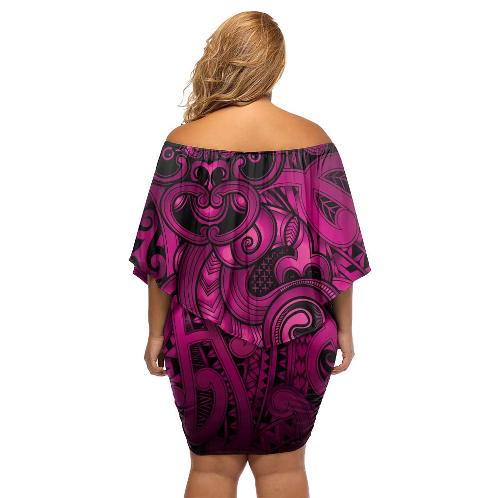 Aotearoa Maori Hei Tiki Family Matching Off Shoulder Short Dress and Hawaiian Shirt Mawhero Kowhaiwhai Puhoro Motif LT9 - Polynesian Pride