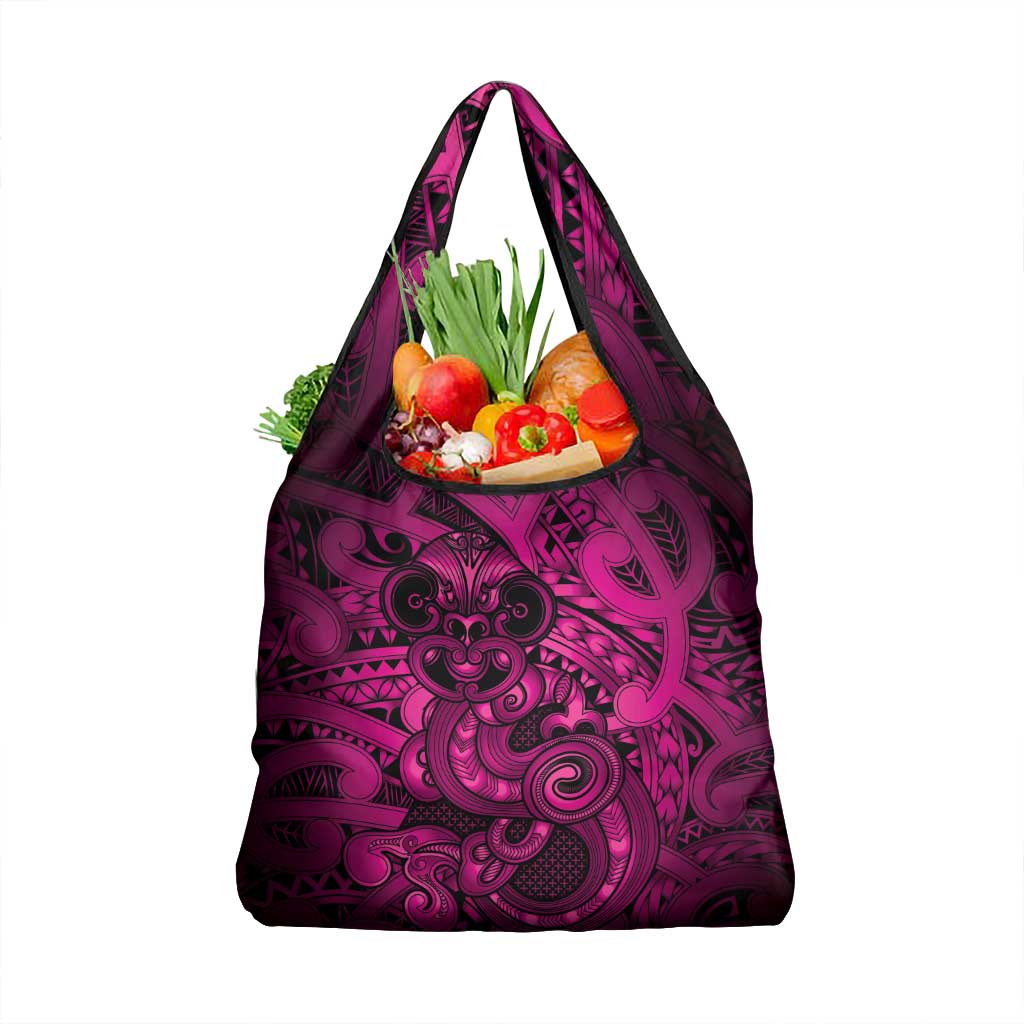 Aotearoa Maori Hei Tiki Grocery Bag Mawhero Kowhaiwhai Puhoro Motif LT9 1-pack One Size Pink - Polynesian Pride