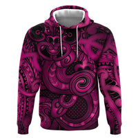 Aotearoa Maori Hei Tiki Hoodie Mawhero Kowhaiwhai Puhoro Motif LT9 Pullover Hoodie Pink - Polynesian Pride