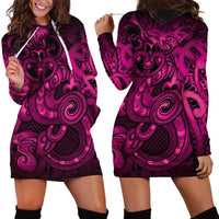 Aotearoa Maori Hei Tiki Hoodie Dress Mawhero Kowhaiwhai Puhoro Motif LT9 - Polynesian Pride