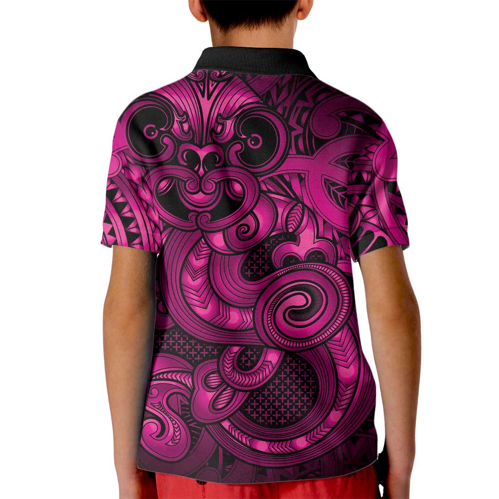 Aotearoa Maori Hei Tiki Kid Polo Shirt Mawhero Kowhaiwhai Puhoro Motif LT9 - Polynesian Pride