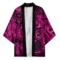 Aotearoa Maori Hei Tiki Kimono Mawhero Kowhaiwhai Puhoro Motif LT9 Unisex Pink - Polynesian Pride