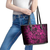 Aotearoa Maori Hei Tiki Leather Tote Bag Mawhero Kowhaiwhai Puhoro Motif LT9 - Polynesian Pride