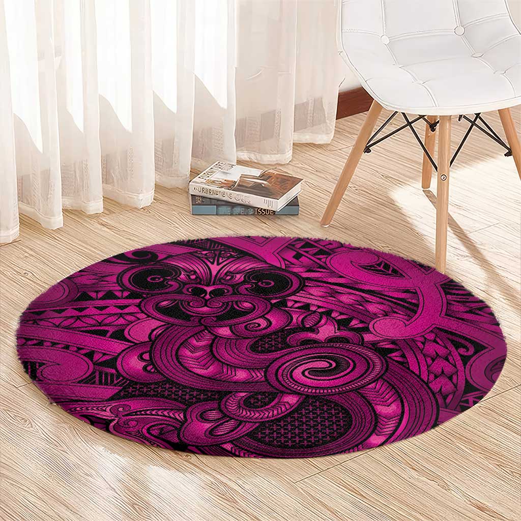 Aotearoa Maori Hei Tiki Round Carpet Mawhero Kowhaiwhai Puhoro Motif LT9 - Polynesian Pride