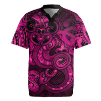 Aotearoa Maori Hei Tiki Rugby Jersey Mawhero Kowhaiwhai Puhoro Motif LT9 Pink - Polynesian Pride