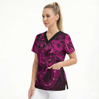 Aotearoa Maori Hei Tiki Scrub Top Mawhero Kowhaiwhai Puhoro Motif