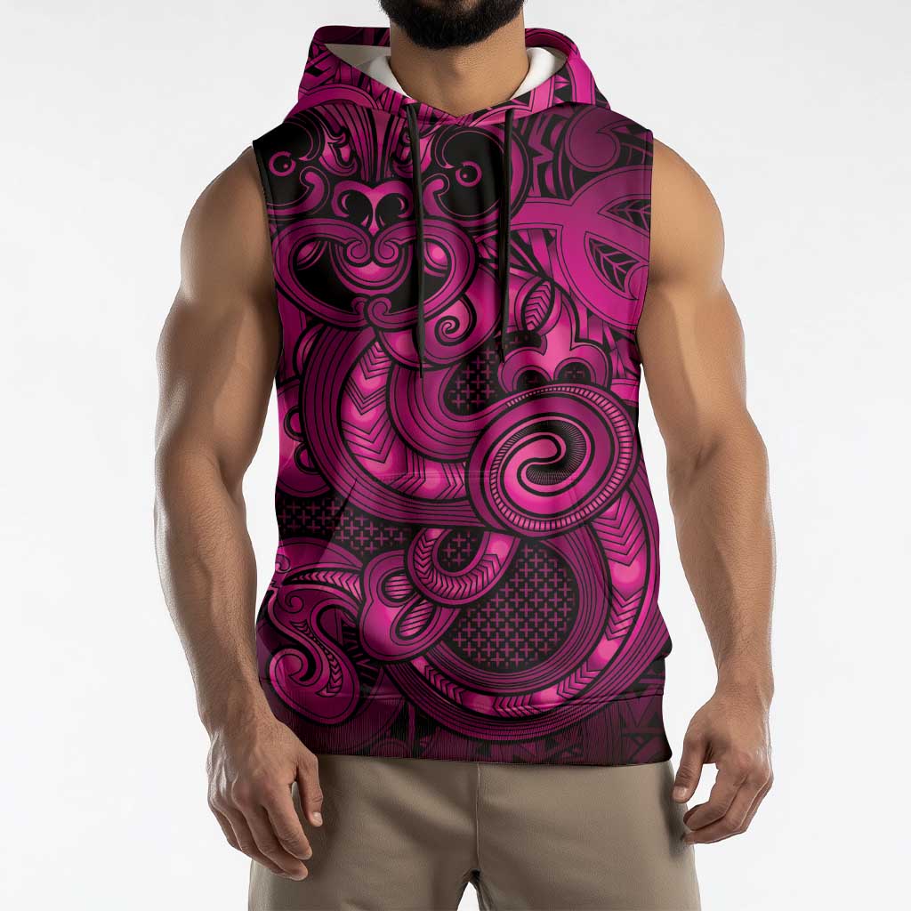 Aotearoa Maori Hei Tiki Sleeveless Hoodie Mawhero Kowhaiwhai Puhoro Motif LT9 - Polynesian Pride