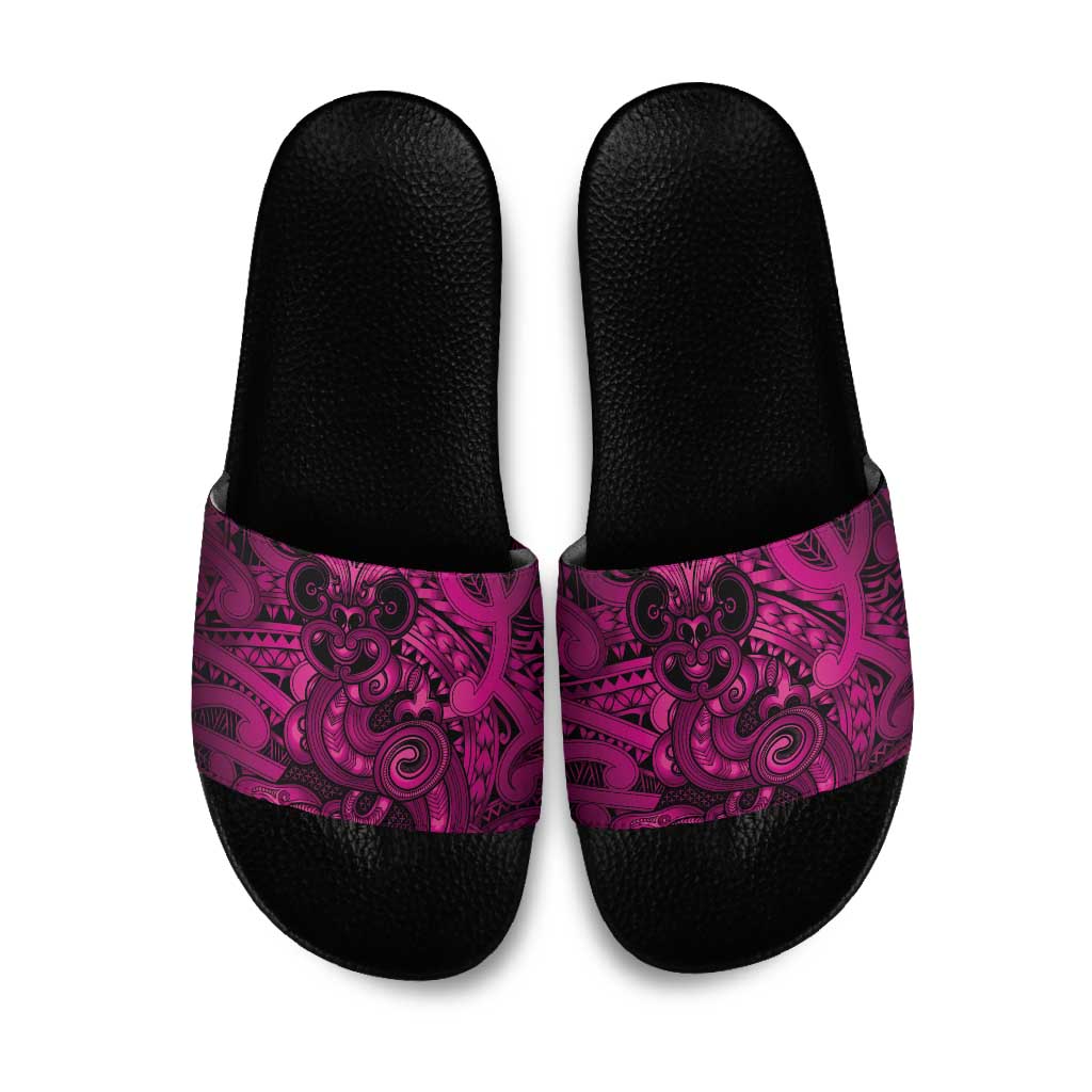 Aotearoa Maori Hei Tiki Slide Sandals Mawhero Kowhaiwhai Puhoro Motif LT9 Pink - Polynesian Pride