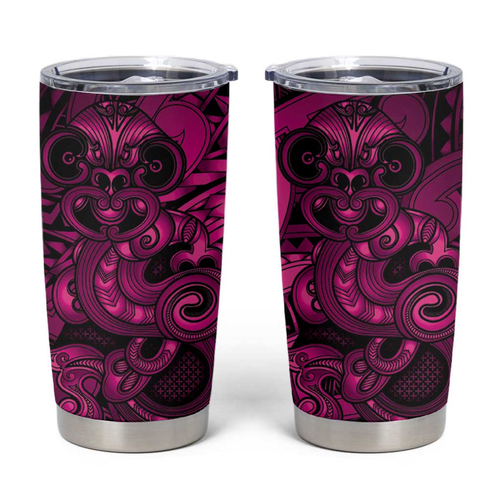 Aotearoa Maori Hei Tiki Tumbler Cup Mawhero Kowhaiwhai Puhoro Motif LT9 Pink - Polynesian Pride