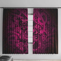 Aotearoa Maori Hei Tiki Window Curtain Mawhero Kowhaiwhai Puhoro Motif LT9 With Hooks Pink - Polynesian Pride