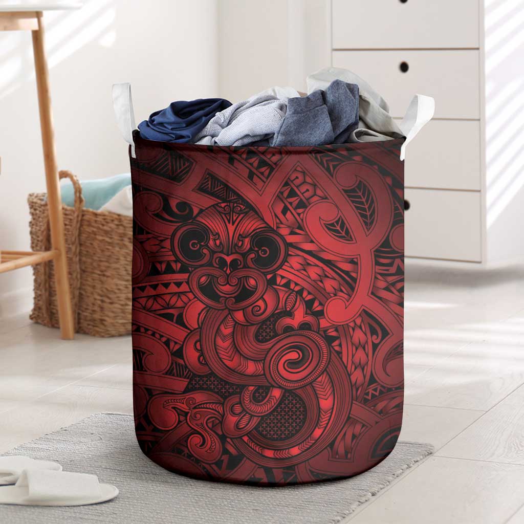 Aotearoa Maori Hei Tiki Laundry Basket Whero Kowhaiwhai Puhoro Motif