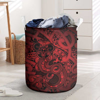 Aotearoa Maori Hei Tiki Laundry Basket Whero Kowhaiwhai Puhoro Motif