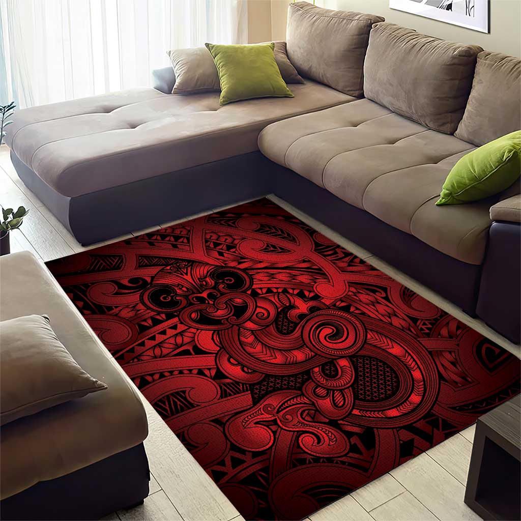 Aotearoa Maori Hei Tiki Area Rug Whero Kowhaiwhai Puhoro Motif LT9 - Polynesian Pride