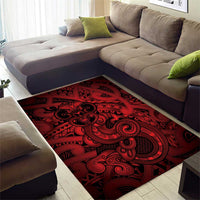 Aotearoa Maori Hei Tiki Area Rug Whero Kowhaiwhai Puhoro Motif LT9 - Polynesian Pride
