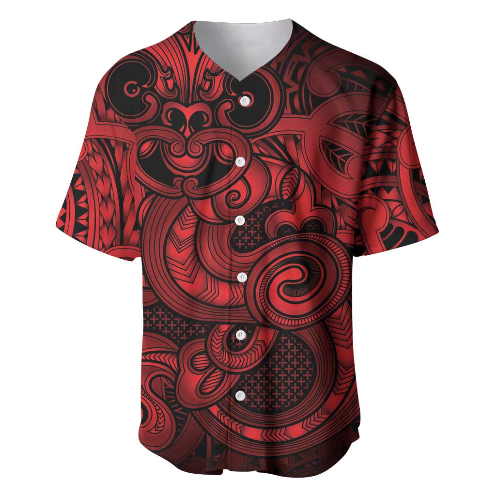 Aotearoa Maori Hei Tiki Baseball Jersey Whero Kowhaiwhai Puhoro Motif