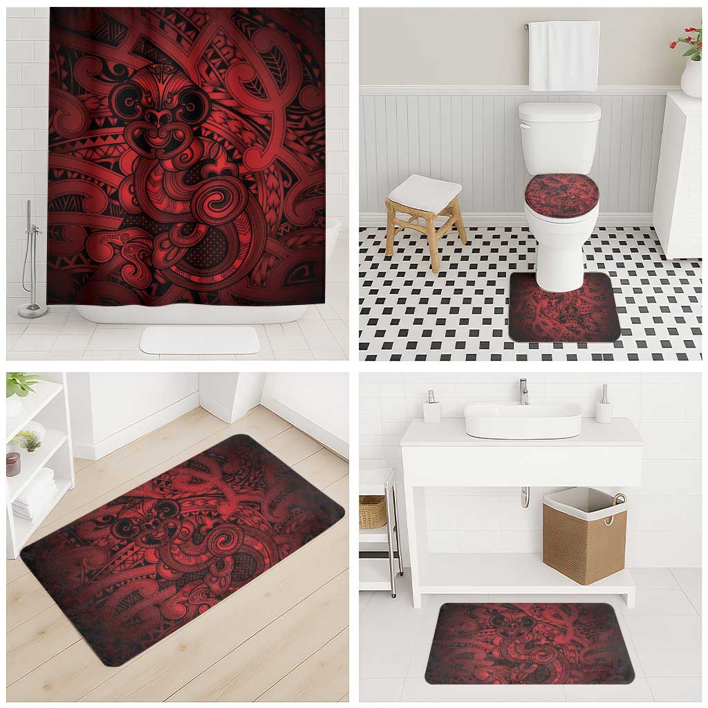 Aotearoa Maori Hei Tiki Bathroom Set Whero Kowhaiwhai Puhoro Motif LT9 - Polynesian Pride