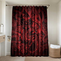 Aotearoa Maori Hei Tiki Bathroom Set Whero Kowhaiwhai Puhoro Motif LT9 Shower Curtain Only Red - Polynesian Pride