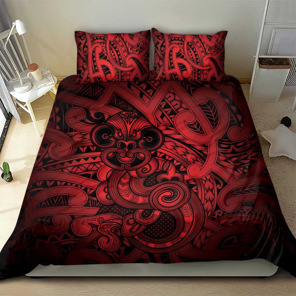 Aotearoa Maori Hei Tiki Bedding Set Whero Kowhaiwhai Puhoro Motif