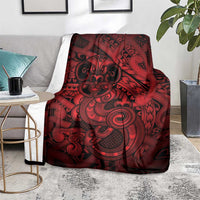 Aotearoa Maori Hei Tiki Blanket Whero Kowhaiwhai Puhoro Motif