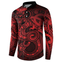Aotearoa Maori Hei Tiki Button Sweatshirt Whero Kowhaiwhai Puhoro Motif